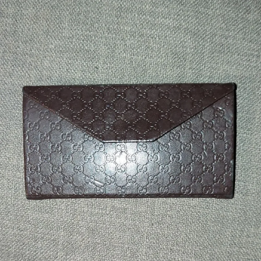 Gucci Dark Brown Embossed Sunglass Case